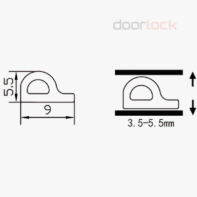&quot;Уплотнитель дверной  DOORLOCK EPDM  P-образный 5,5х9мм,  черный,  самоклеящийся,  рулон 100м&quot;