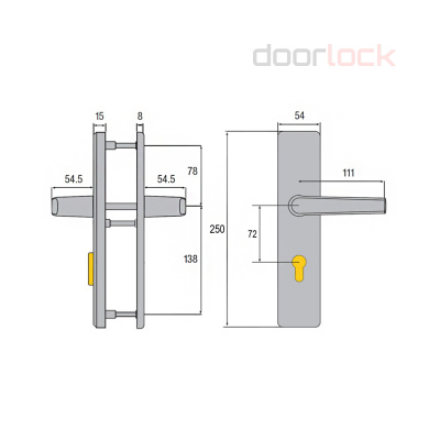 Гарнитур бронированный ABUS KLZS 714 ручка-ручка