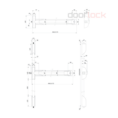 Механизм системы &quot;антипаника&quot; накладной DOORLOCK PD900FR-PUSH, серебристый