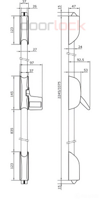 Комплект накладной огнестойкой антипаники DOORLOCK PD900FR-PAD/A SET для активной створки