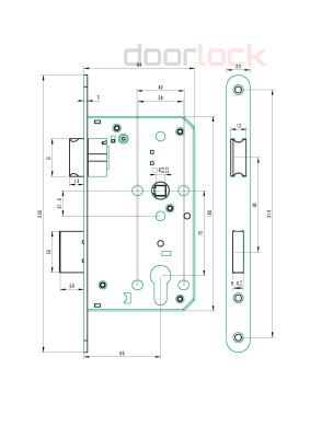 Замок дверной DL4292С/55/72/20/SCr, цилиндровый, матовый хром