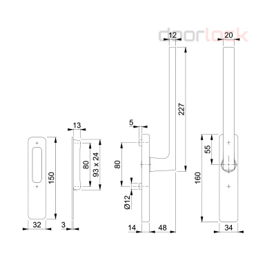 Ручка HOPPE для откатных порталов HS-M0643/419N-AS (Dallas) F42-R матовый хром
