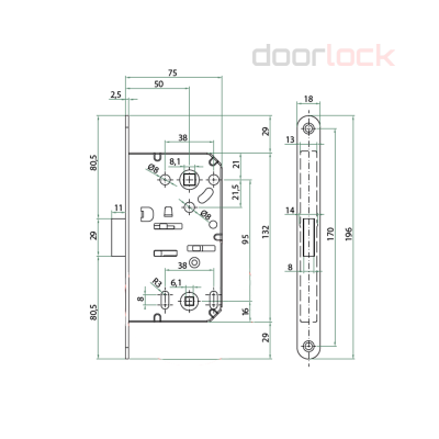Корпус замка Bonaiti B-Forty с магнитной защелкой WC95 мм