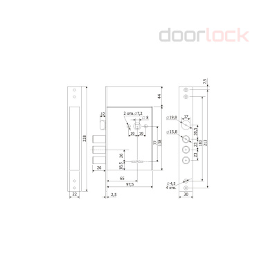Замок дверной ГАРДИАН 30.11, сувальдный, длинный ключ, никелированный