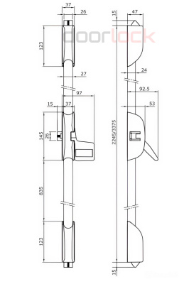 Комплект накладной огнестойкой антипаники DOORLOCK PD900FR-PAD/A SET для активной створки