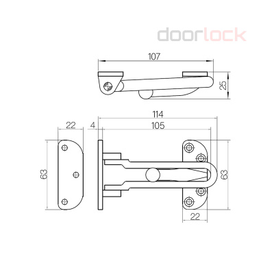 Блокиратор открывания двери DL CH01/108/CP полированный хром, открывание внутрь