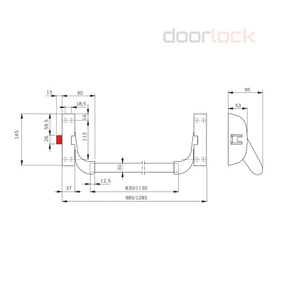 Механизм системы &quot;антипаника&quot; dormakaba PHA2102 накладной, серебристый